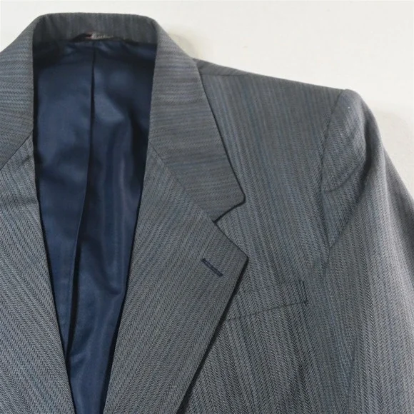 Raffinati 42L 34x32 Blue Herringbone Mens Jacket Pants Suit